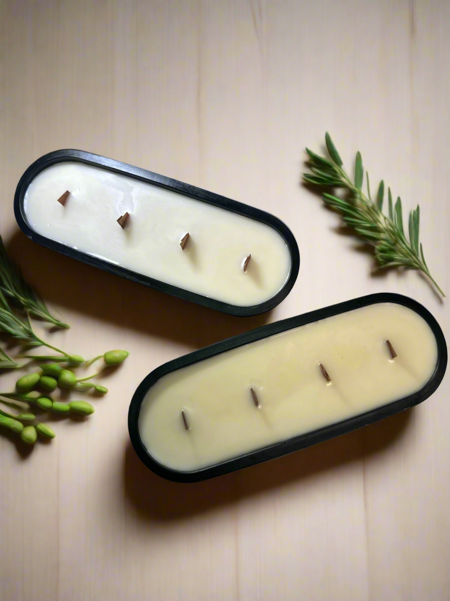 Concrete Oval 4-Wick Soy Candle - 12oz Dough Bowl Centerpiece