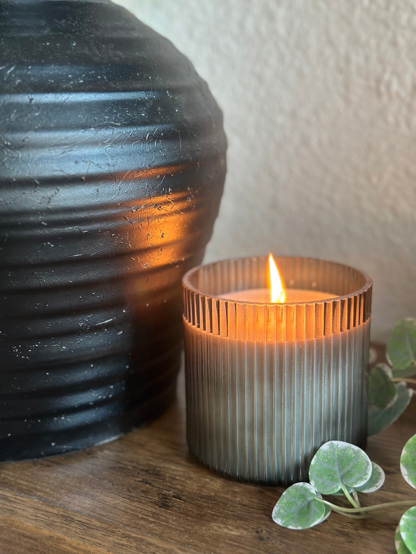 Lux Ribbed Glass Soy Candle 16oz
