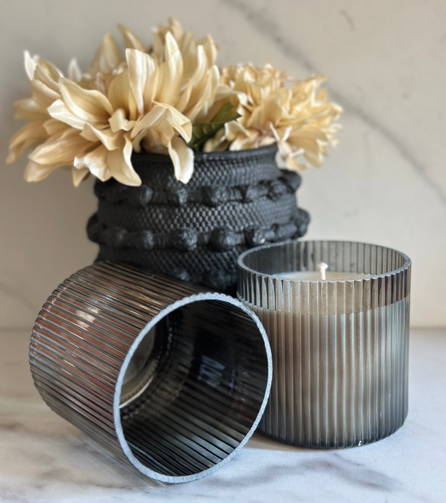 Lux Ribbed Glass Soy Candle 16oz