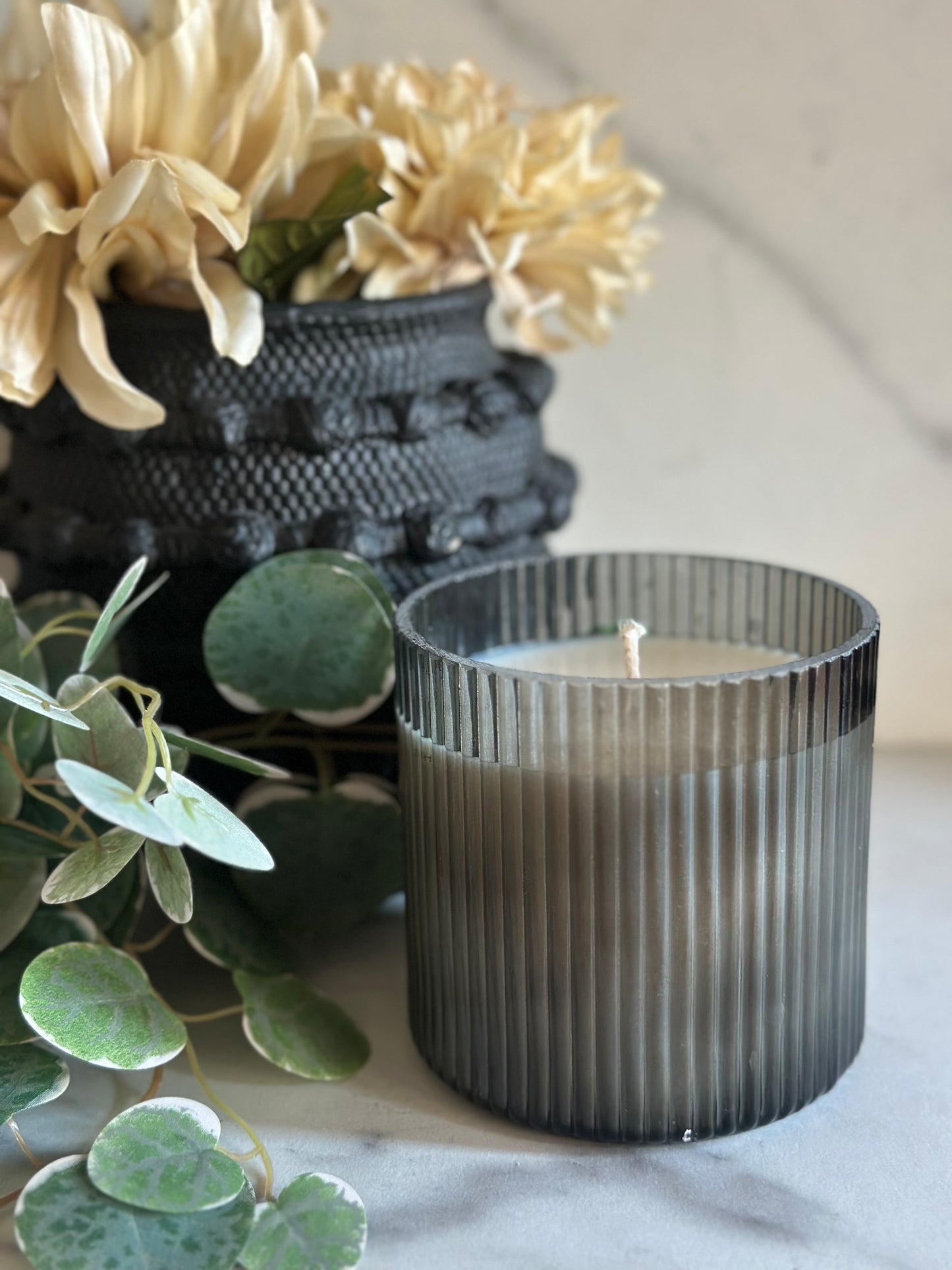 Lux Ribbed Glass Soy Candle 16oz