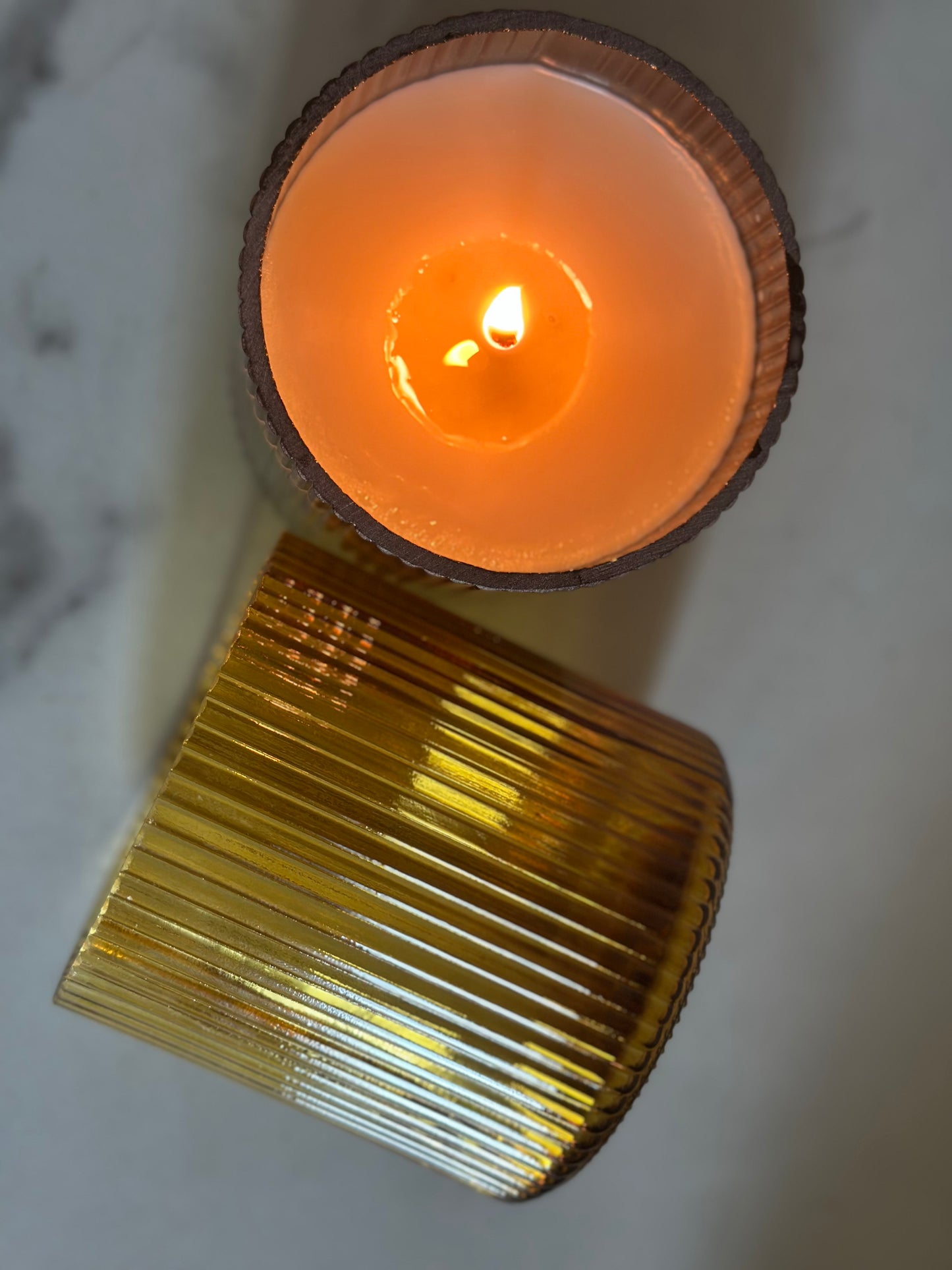 Lux Ribbed Glass Soy Candle 16oz