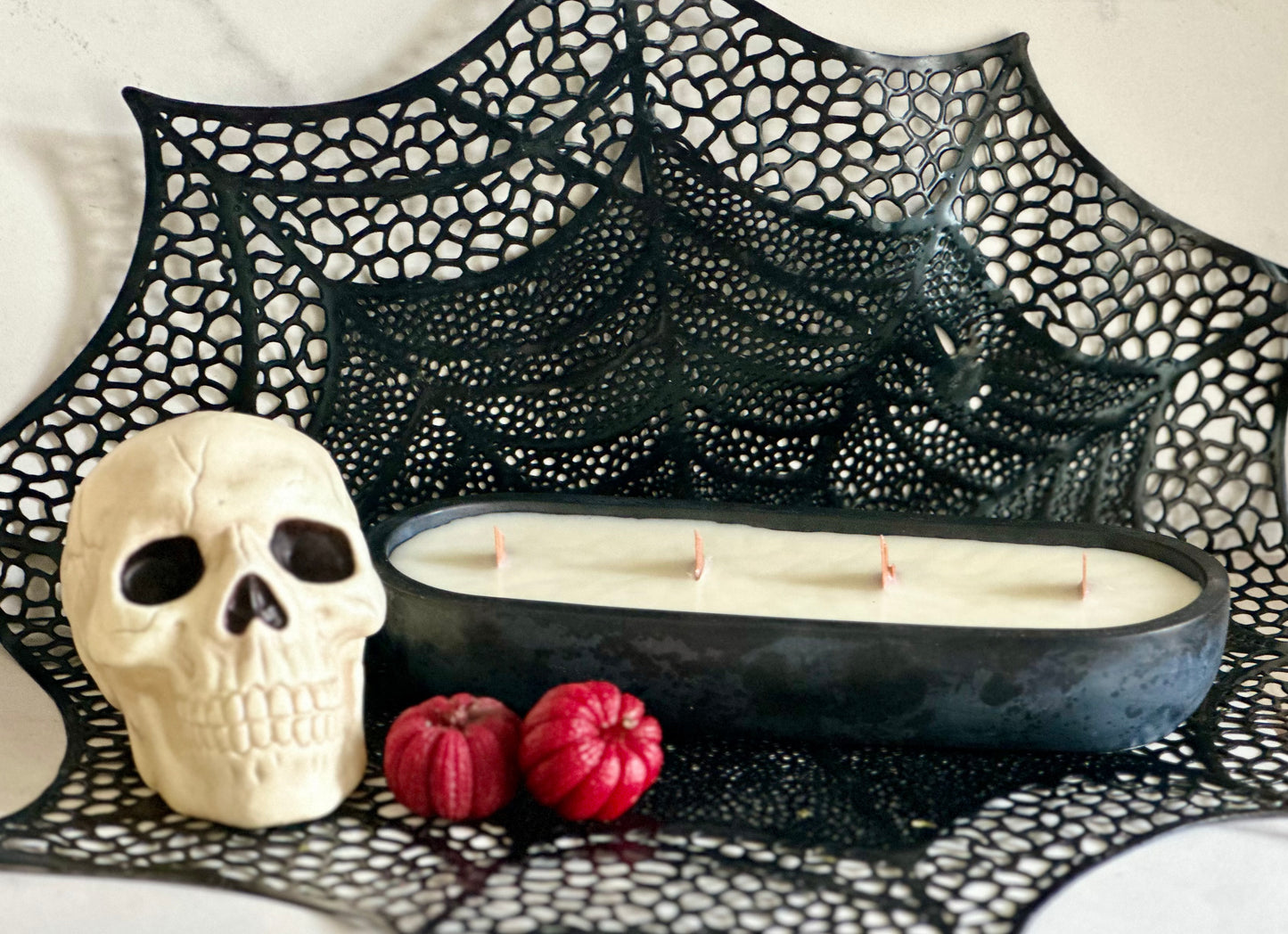 Concrete Oval 4-Wick Soy Candle - 12oz Dough Bowl Centerpiece
