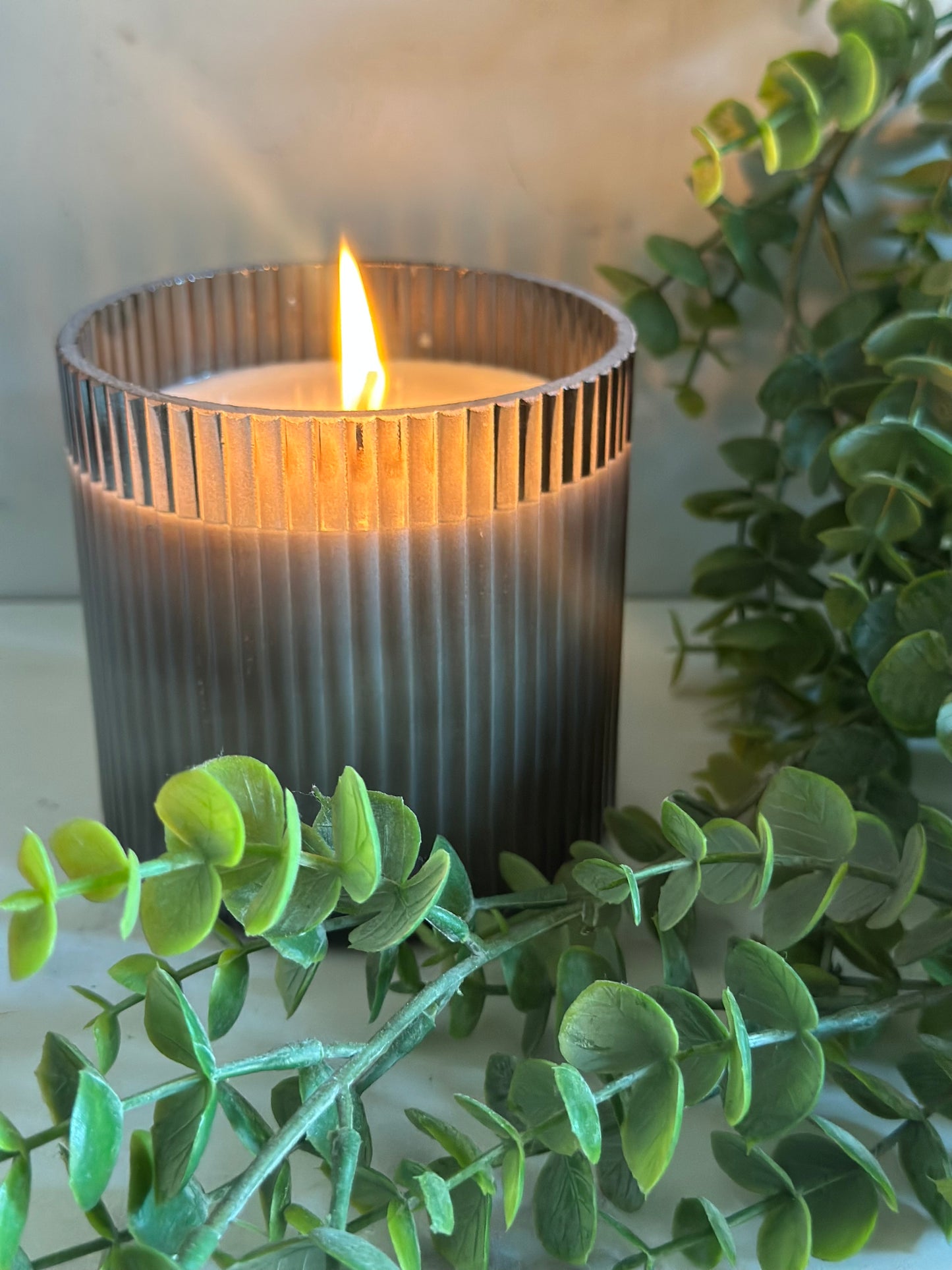 Lux Ribbed Glass Soy Candle 16oz