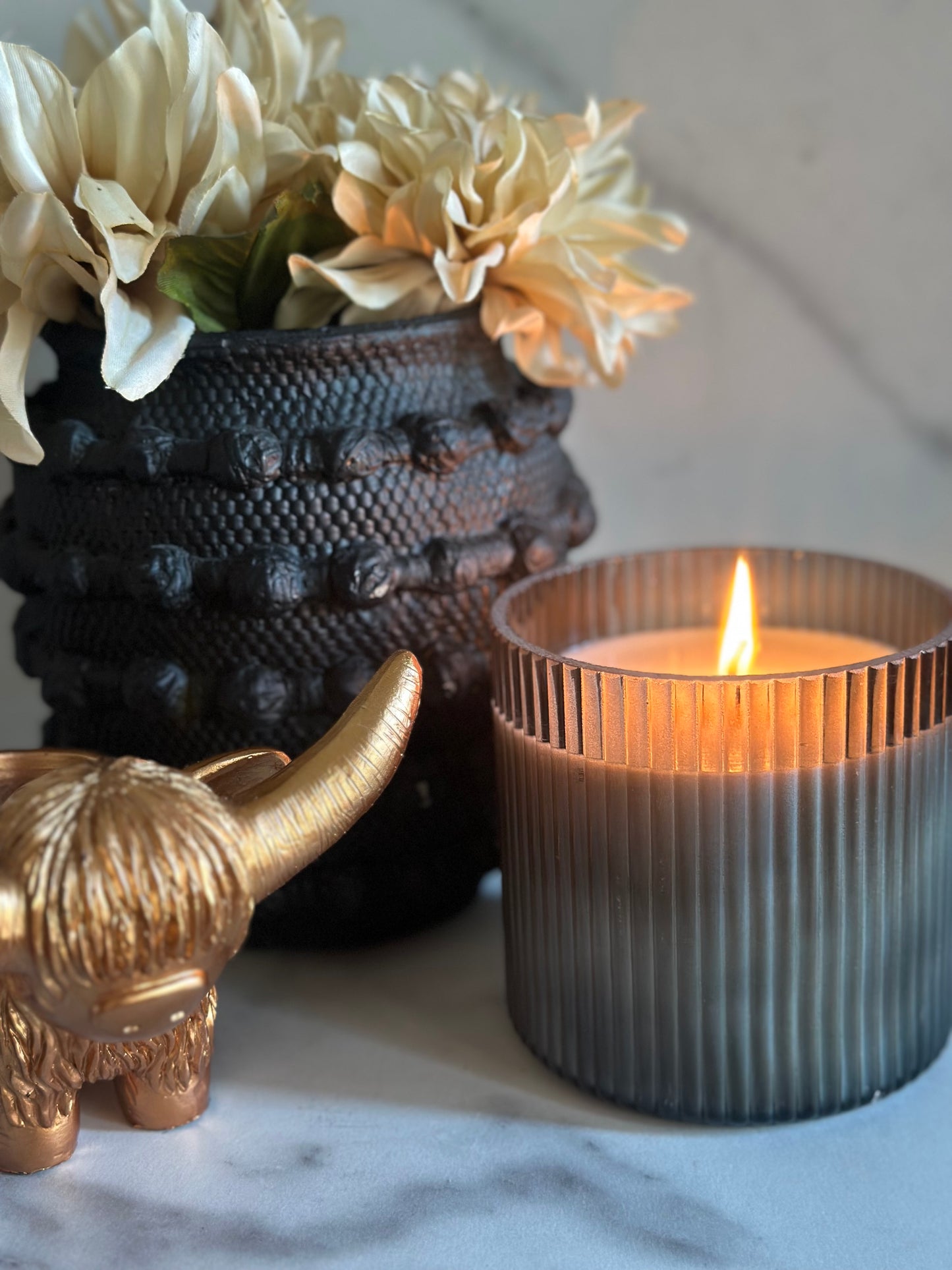 Lux Ribbed Glass Soy Candle 16oz