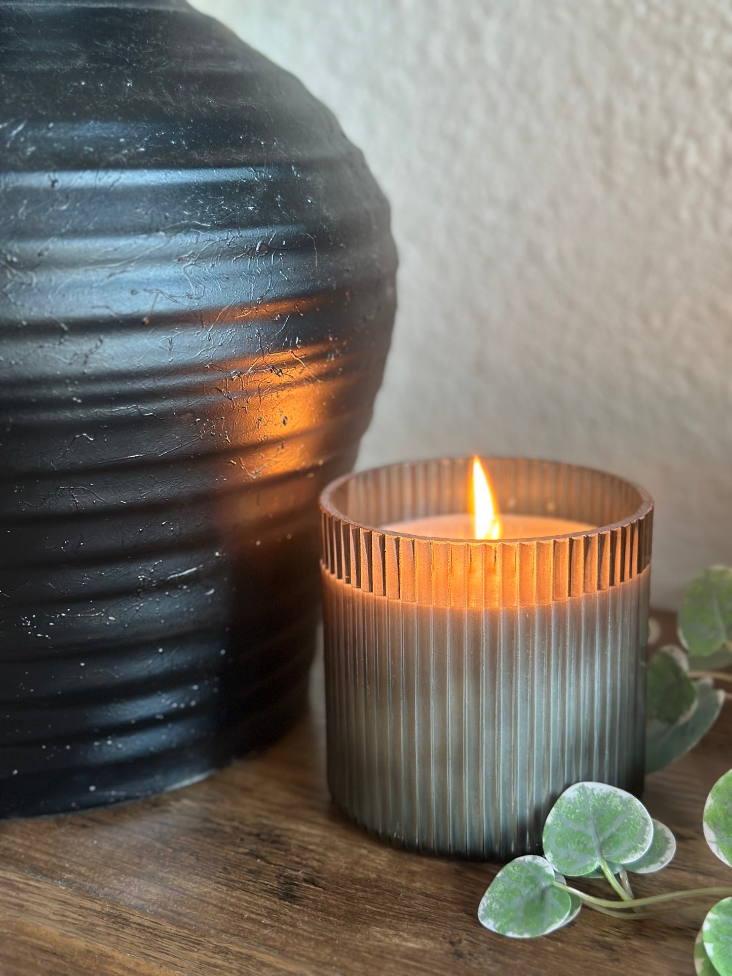Lux Ribbed Glass Soy Candle 16oz
