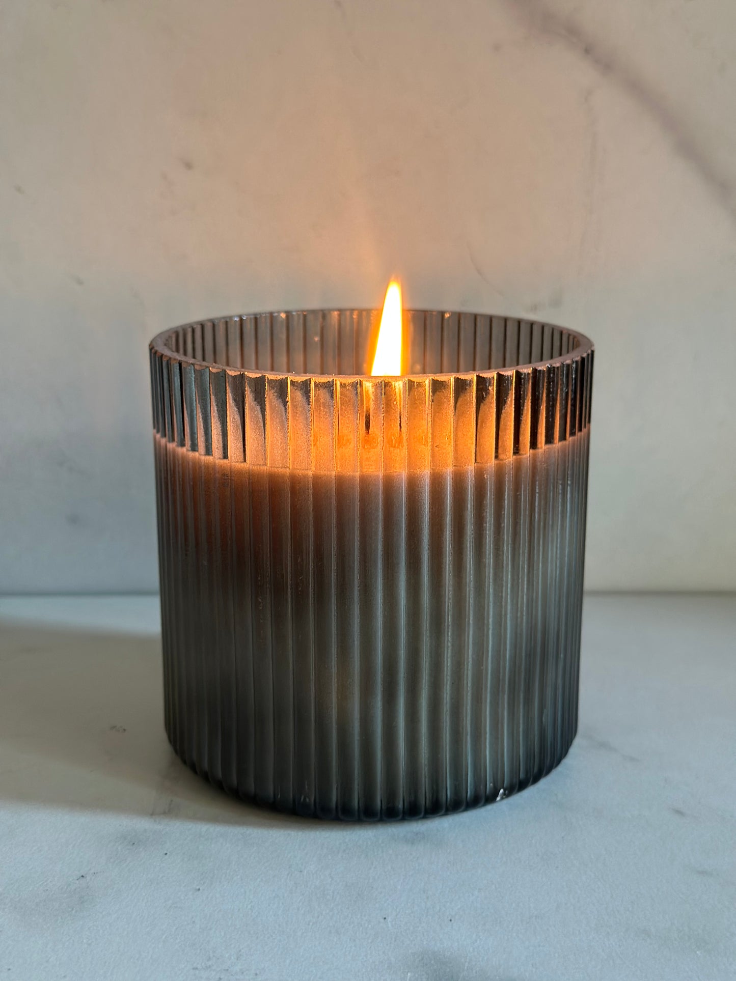 Lux Ribbed Glass Soy Candle 16oz