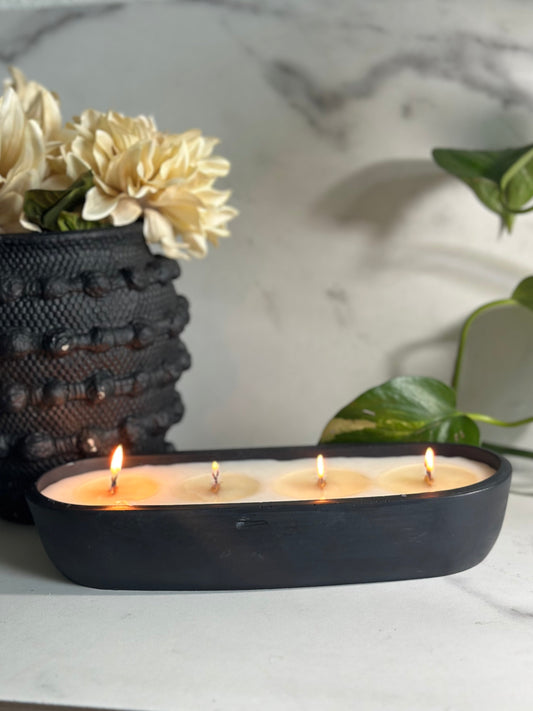 Concrete Oval 4-Wick Soy Candle - 12oz Dough Bowl Centerpiece