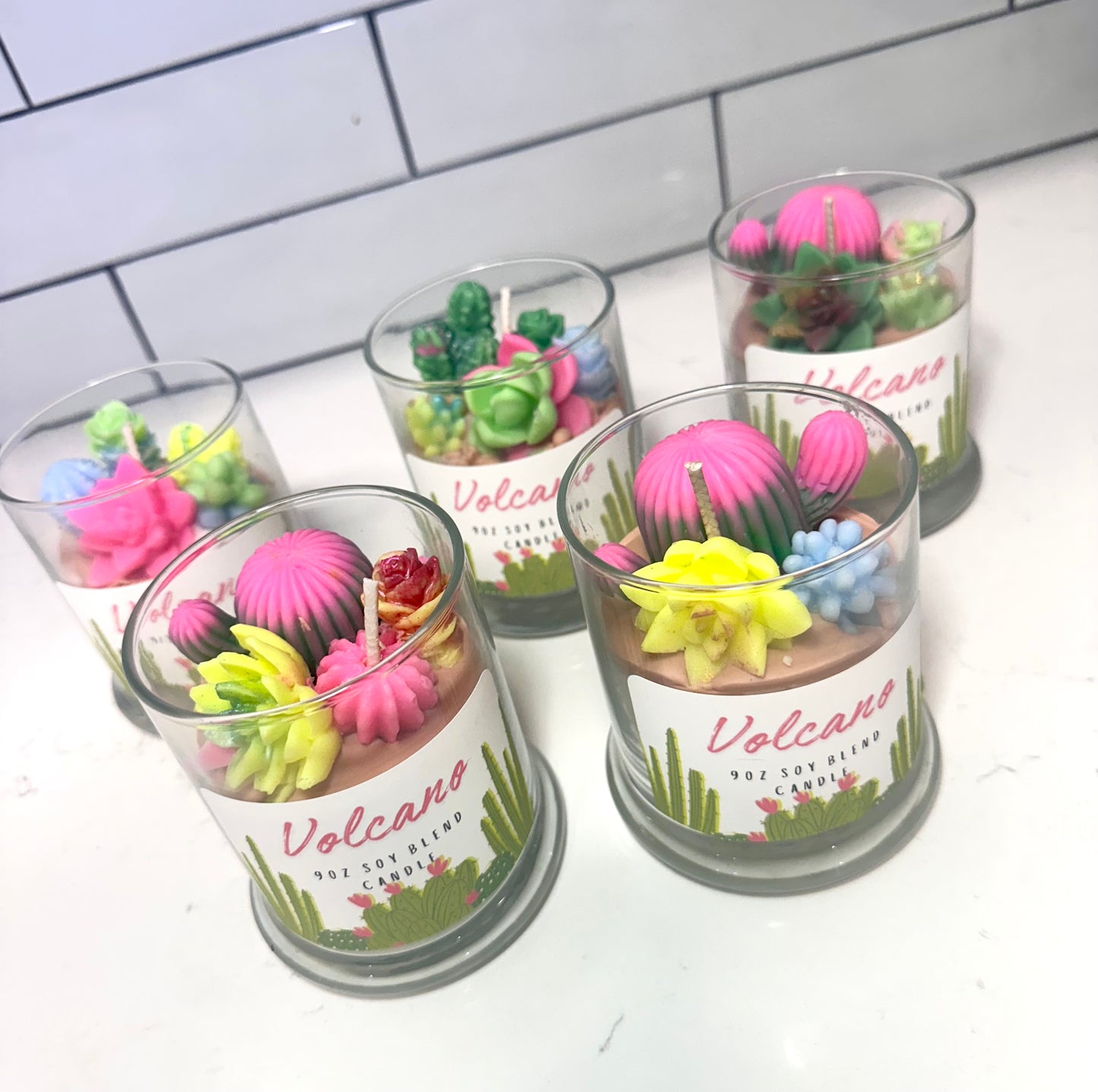 Volcano succulent garden 9.5 oz Soy Blend Candle