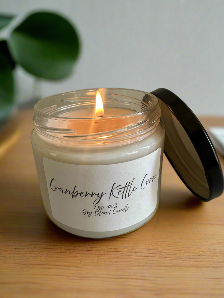 ChristMas & FaLL SCENTS 9 OZ Jar Luxury Candle Lid - 100% SOY WAX Single Wick