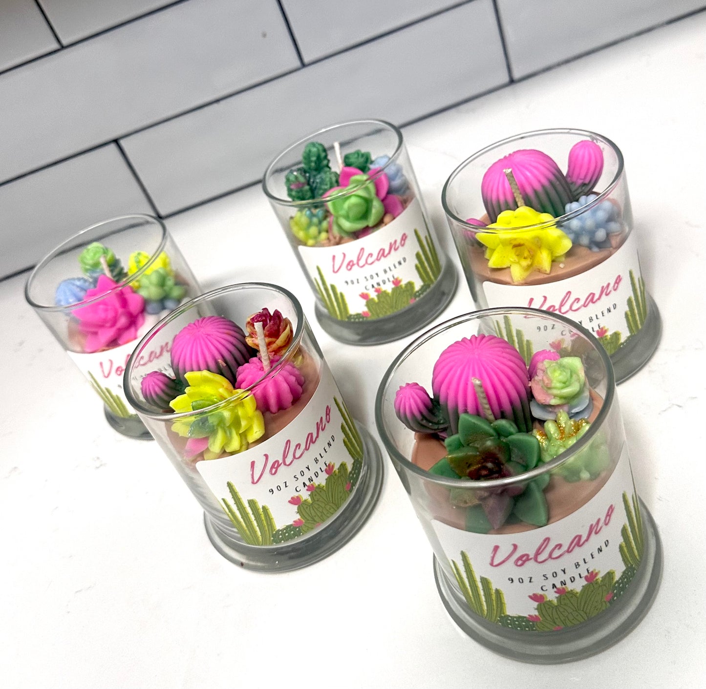 Volcano succulent garden 9.5 oz Soy Blend Candle